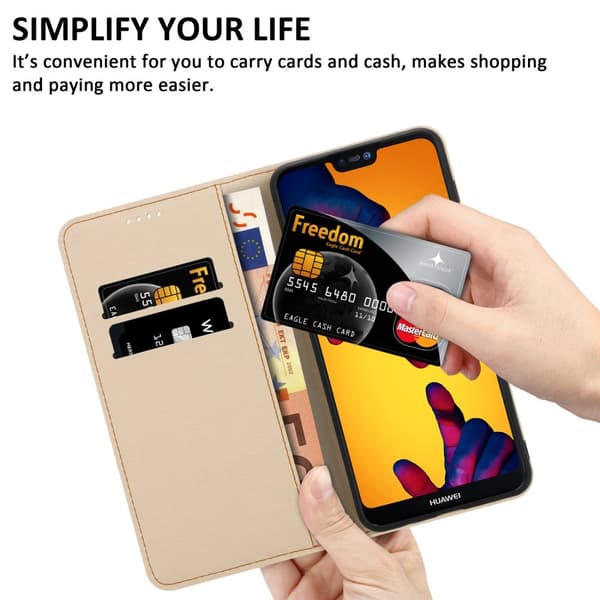 Huawei P20 LITE 2018 / NOVA 3E Skal Plånboksfodral Mobilskydd Fodral Case med magnetisk stängning, ståfunktion och kortficka