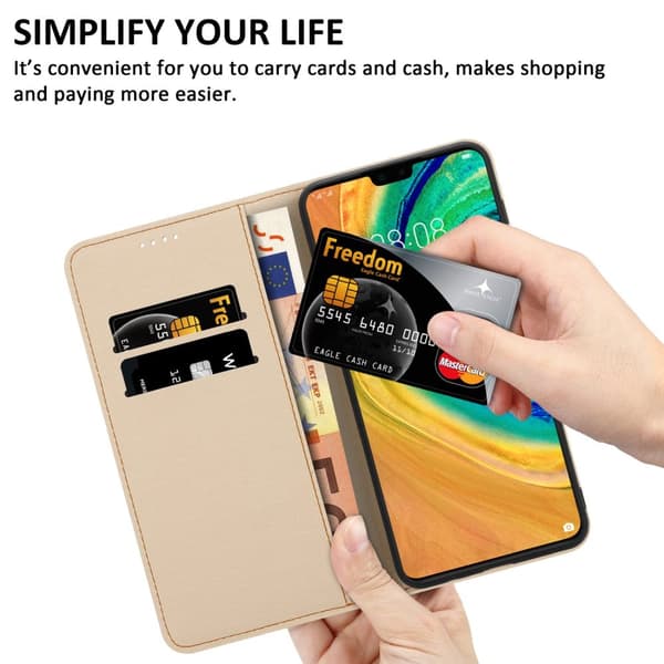 Huawei MATE 30 Suojakotelo Lompakkokotelo Matkapuhelinkotelo Suojakuori jossa on magneettisuljenta, jalusta ja korttipaikka