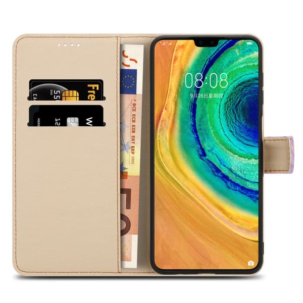 Huawei MATE 30 Suojakotelo Lompakkokotelo Matkapuhelinkotelo Suojakuori jossa on magneettisuljenta, jalusta ja korttipaikka