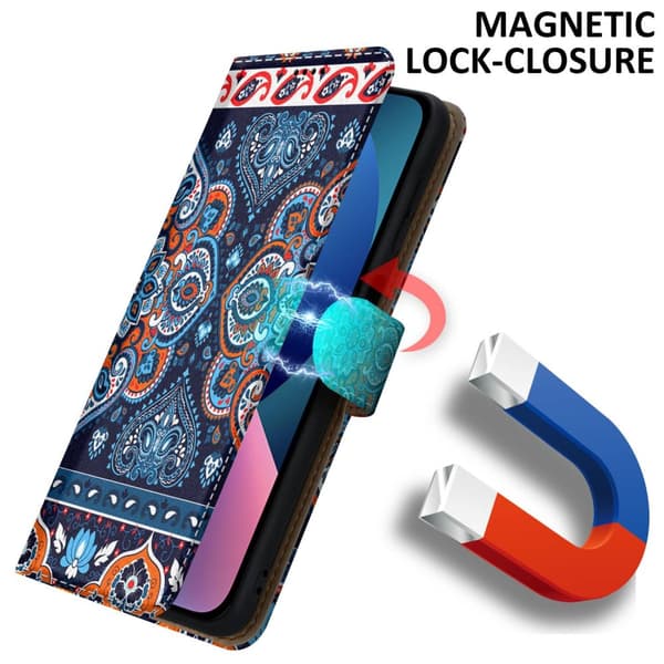 iPhone 13 MINI Skal Plånboksfodral Mobilskydd Fodral Case med magnetisk stängning, ståfunktion och kortficka
