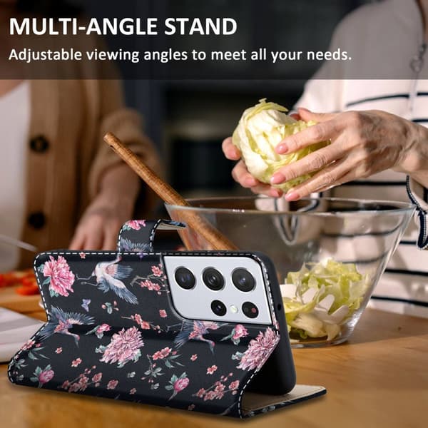 Samsung Galaxy S21 ULTRA Skal Plånboksfodral Mobilskydd Fodral Case med magnetisk stängning, ståfunktion och kortficka
