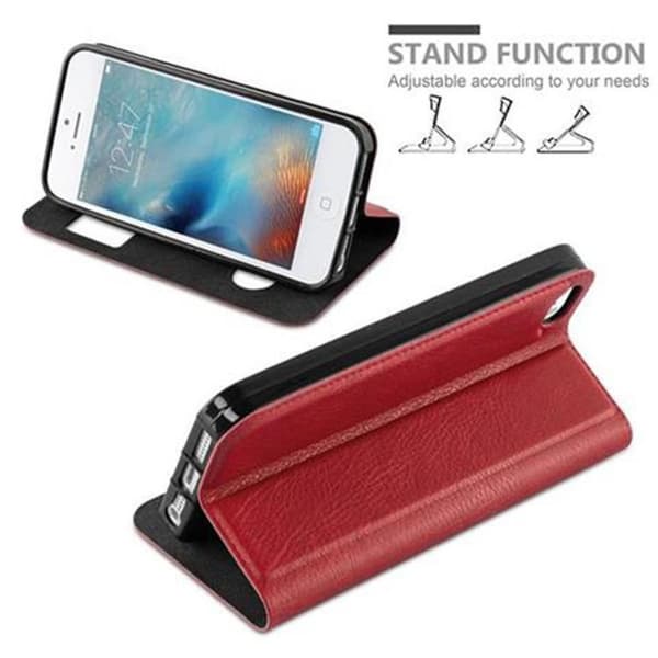 Apple iPhone 5 / 5S / SE 2016 Skal Plånboksfodral Fodral Case med magnetisk stängning, ståfunktion och 2 visningsfönster