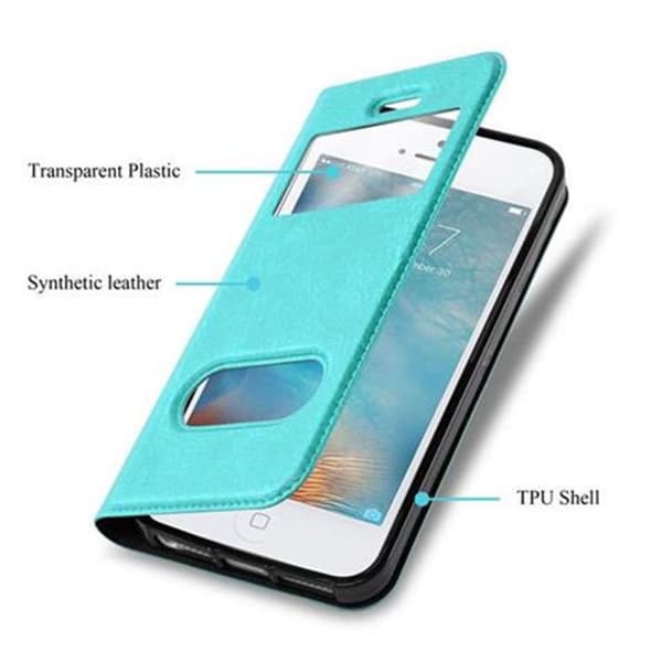 iPhone 5 / 5S / SE 2016 Suojakotelo Suojakuori Lompakkokotelo Matkapuhelinkotelo jossa on magneettisuljenta, jalusta-toiminto ja 2 katseluikkunaa