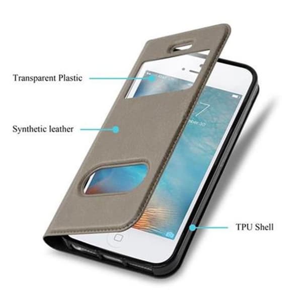 iPhone 5 / 5S / SE 2016 Suojakotelo Suojakuori Lompakkokotelo Matkapuhelinkotelo jossa on magneettisuljenta, jalusta-toiminto ja 2 katseluikkunaa