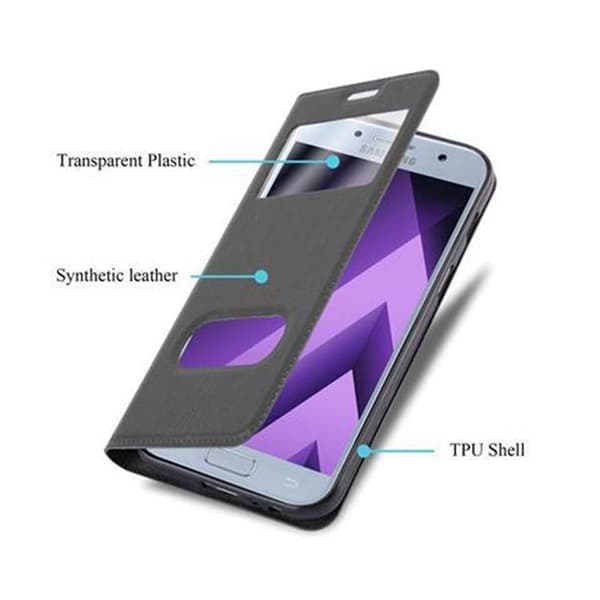 Samsung Galaxy A3 2017 Skal Plånboksfodral Fodral Case med magnetisk stängning, ståfunktion och 2 visningsfönster