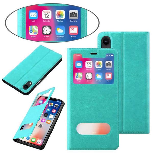 Apple iPhone XR Skal Plånboksfodral Fodral Case med magnetisk stängning, ståfunktion och 2 visningsfönster