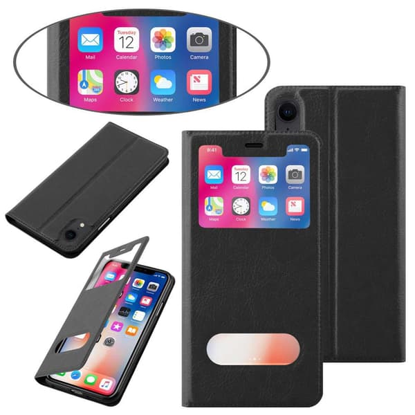 Apple iPhone XR Skal Plånboksfodral Fodral Case med magnetisk stängning, ståfunktion och 2 visningsfönster