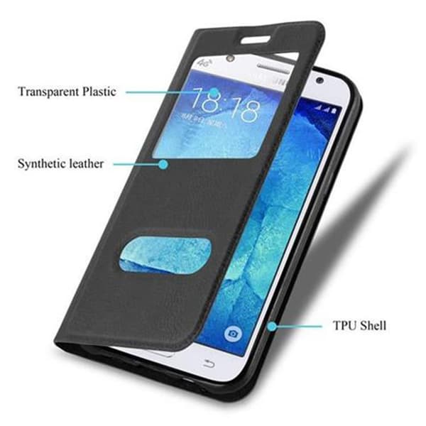 Deksel til Samsung Galaxy J5 2015 Lommebokdeksel med magnetisk lukking, stativfunksjon og 2 visningsvinduer