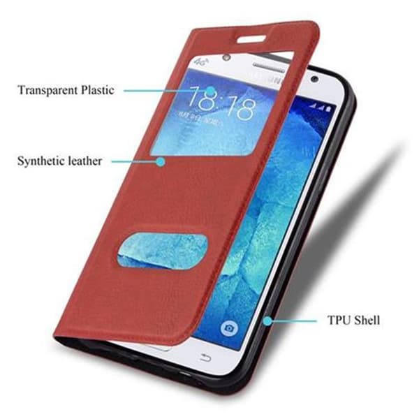 Samsung Galaxy J5 2015 Skal Plånboksfodral Fodral Case med magnetisk stängning, ståfunktion och 2 visningsfönster