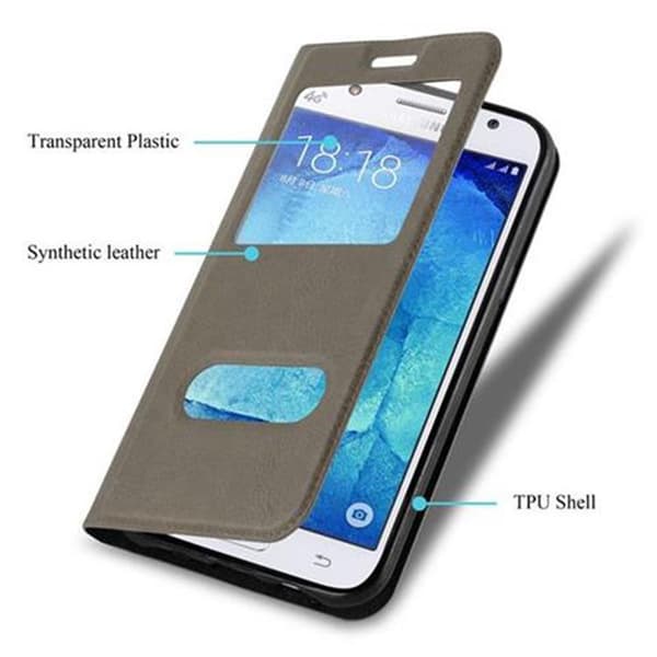 Deksel til Samsung Galaxy J5 2015 Lommebokdeksel med magnetisk lukking, stativfunksjon og 2 visningsvinduer
