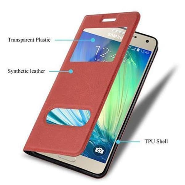 Samsung Galaxy A5 2015 Skal Plånboksfodral Fodral Case med magnetisk stängning, ståfunktion och 2 visningsfönster