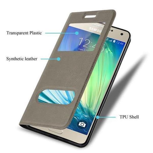 Deksel til Samsung Galaxy A5 2015 Lommebokdeksel med magnetisk lukking, stativfunksjon og 2 visningsvinduer