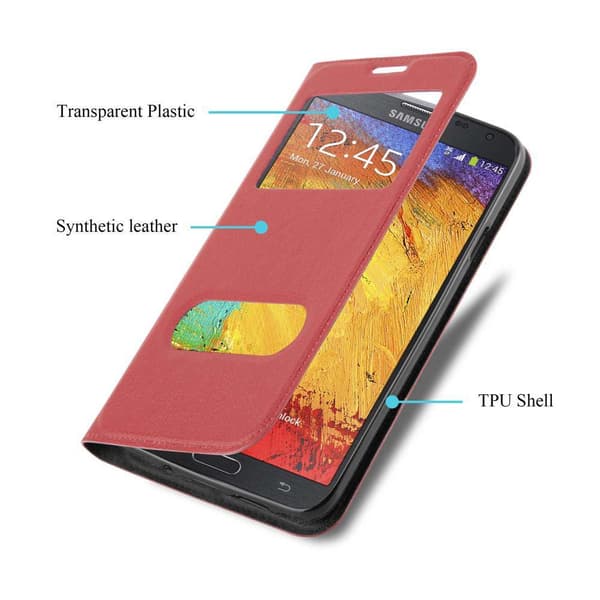 Samsung Galaxy NOTE 3 NEO Suojakotelo Suojakuori Lompakkokotelo Matkapuhelinkotelo jossa on magneettisuljenta, jalusta-toiminto ja 2 katseluikkunaa