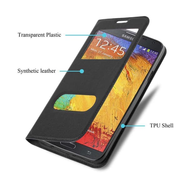 Samsung Galaxy NOTE 3 NEO Suojakotelo Suojakuori Lompakkokotelo Matkapuhelinkotelo jossa on magneettisuljenta, jalusta-toiminto ja 2 katseluikkunaa