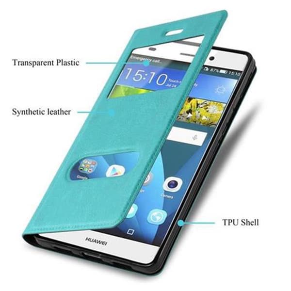 Huawei P8 LITE 2015 Skal Plånboksfodral Fodral Case med magnetisk stängning, ståfunktion och 2 visningsfönster