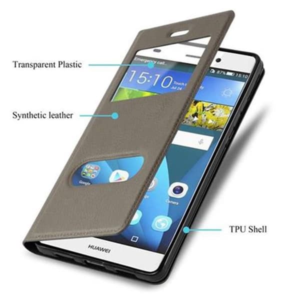 Huawei P8 LITE 2015 Skal Plånboksfodral Fodral Case med magnetisk stängning, ståfunktion och 2 visningsfönster