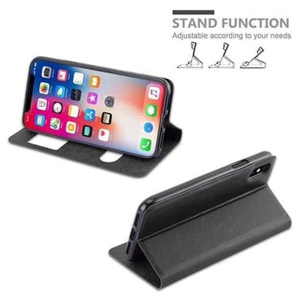iPhone X / XS Skal Plånboksfodral Fodral Case med magnetisk stängning, ståfunktion och 2 visningsfönster