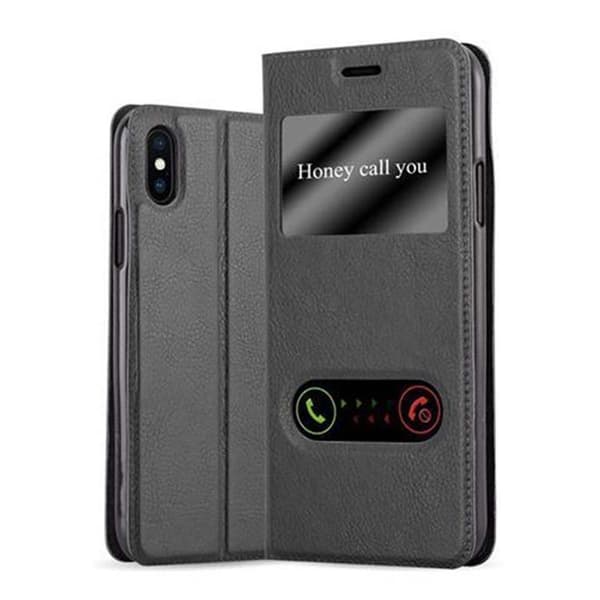 iPhone X / XS Skal Plånboksfodral Fodral Case med magnetisk stängning, ståfunktion och 2 visningsfönster