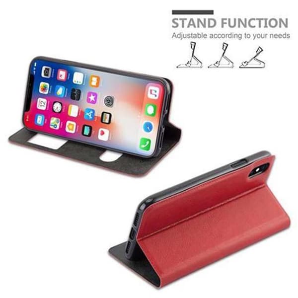 iPhone X / XS Skal Plånboksfodral Fodral Case med magnetisk stängning, ståfunktion och 2 visningsfönster