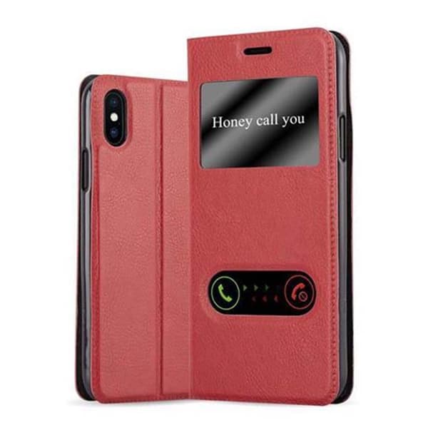 iPhone X / XS Skal Plånboksfodral Fodral Case med magnetisk stängning, ståfunktion och 2 visningsfönster