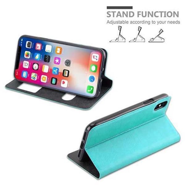 iPhone X / XS Skal Plånboksfodral Fodral Case med magnetisk stängning, ståfunktion och 2 visningsfönster
