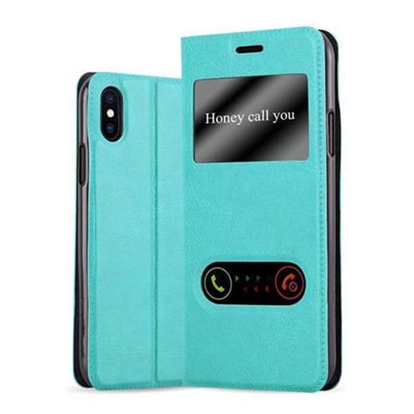 iPhone X / XS Skal Plånboksfodral Fodral Case med magnetisk stängning, ståfunktion och 2 visningsfönster