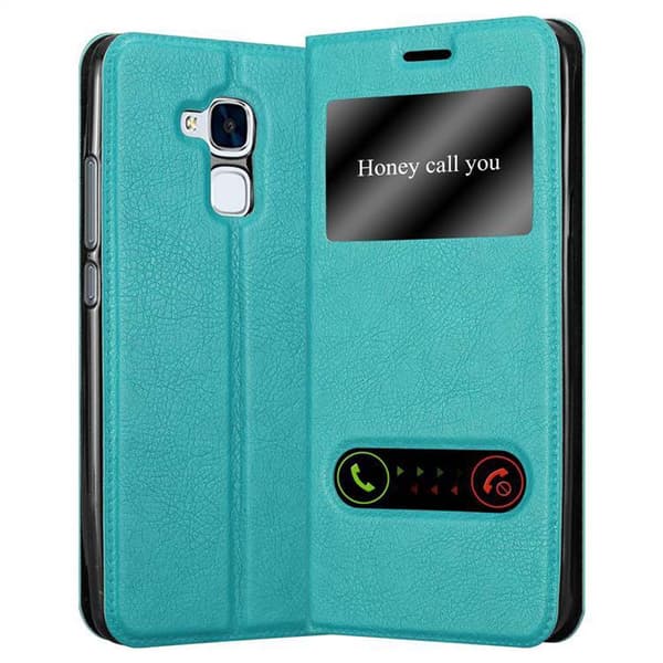 Honor 5C Skal Plånboksfodral Fodral Case med magnetisk stängning, ståfunktion och 2 visningsfönster MINT TURKOS