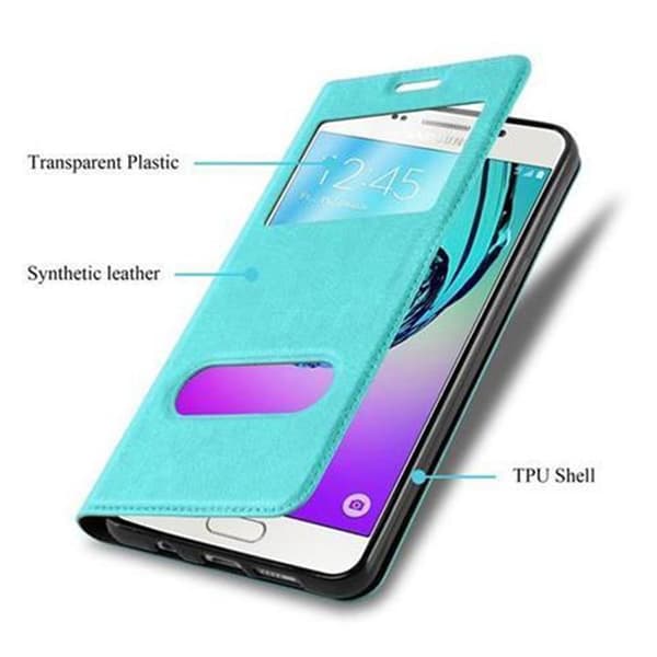 Deksel til Samsung Galaxy A3 2016 Lommebokdeksel med magnetisk lukking, stativfunksjon og 2 visningsvinduer