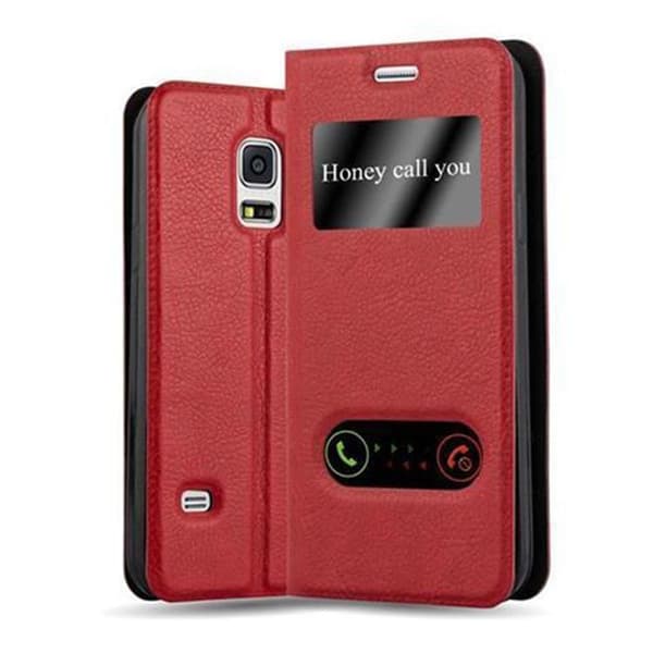 Samsung Galaxy S5 / S5 NEO Skal Plånboksfodral Fodral Case med magnetisk stängning, ståfunktion och 2 visningsfönster