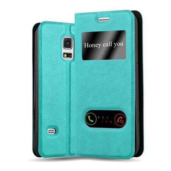 Samsung Galaxy S5 / S5 NEO Skal Plånboksfodral Fodral Case med magnetisk stängning, ståfunktion och 2 visningsfönster