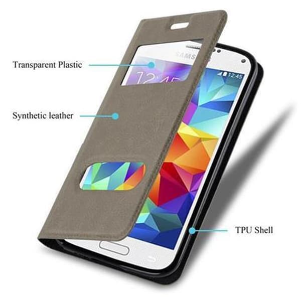 Samsung Galaxy S5 / S5 NEO Skal Plånboksfodral Fodral Case med magnetisk stängning, ståfunktion och 2 visningsfönster