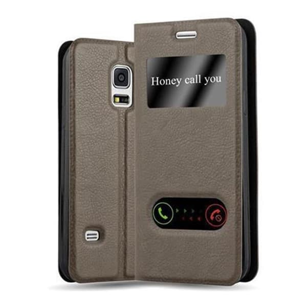 Samsung Galaxy S5 / S5 NEO Skal Plånboksfodral Fodral Case med magnetisk stängning, ståfunktion och 2 visningsfönster