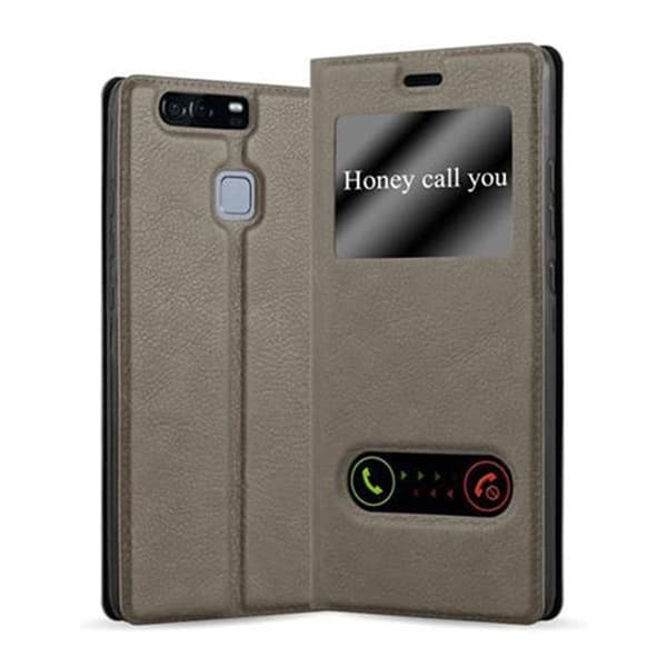 Deksel til Huawei P9 Lommebokdeksel med magnetisk lukking, stativfunksjon og 2 visningsvinduer