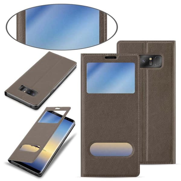 Samsung Galaxy NOTE 8 Suojakotelo Suojakuori Lompakkokotelo Matkapuhelinkotelo jossa on magneettisuljenta, jalusta-toiminto ja 2 katseluikkunaa