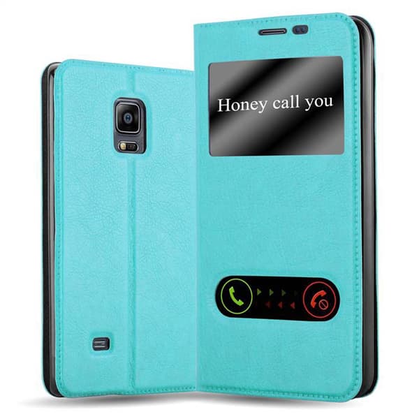 Samsung Galaxy NOTE EDGE Skal Plånboksfodral Fodral Case med magnetisk stängning, ståfunktion och 2 visningsfönster MINT TURKOS