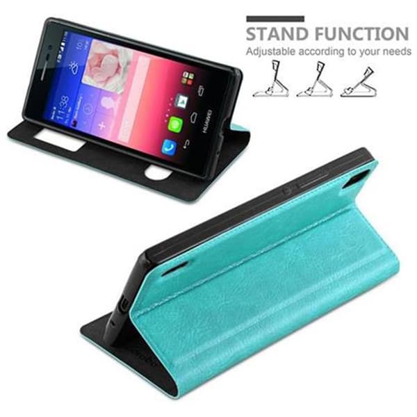 Huawei ASCEND P7 Skal Plånboksfodral Fodral Case med magnetisk stängning, ståfunktion och 2 visningsfönster