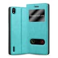 Miniatyrbild 1 av 6: Huawei ASCEND P7 Skal Plånboksfodral Fodral Case med magnetisk stängning, ståfunktion och 2 visningsfönster