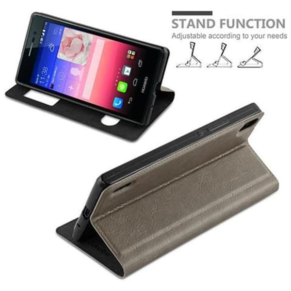 Huawei ASCEND P7 Skal Plånboksfodral Fodral Case med magnetisk stängning, ståfunktion och 2 visningsfönster