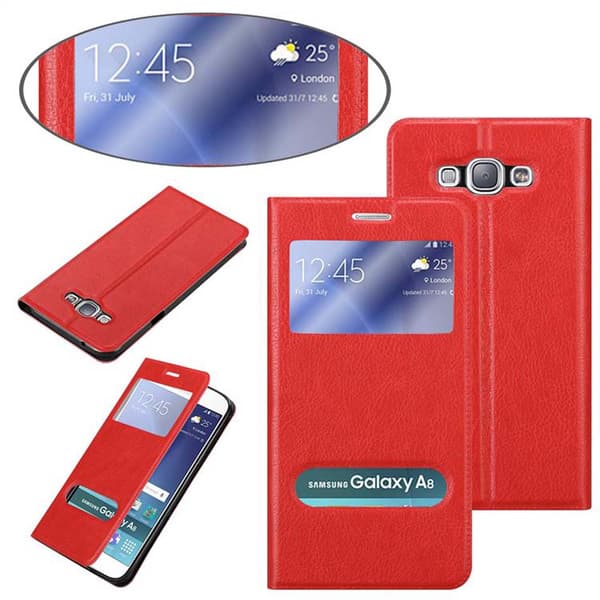 Samsung Galaxy A8 2015 Skal Plånboksfodral Fodral Case med magnetisk stängning, ståfunktion och 2 visningsfönster