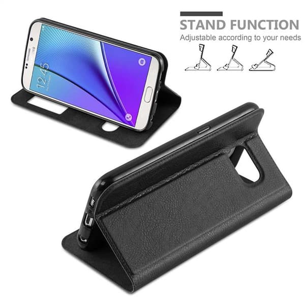 Samsung Galaxy NOTE 5 Skal Plånboksfodral Fodral Case med magnetisk stängning, ståfunktion och 2 visningsfönster