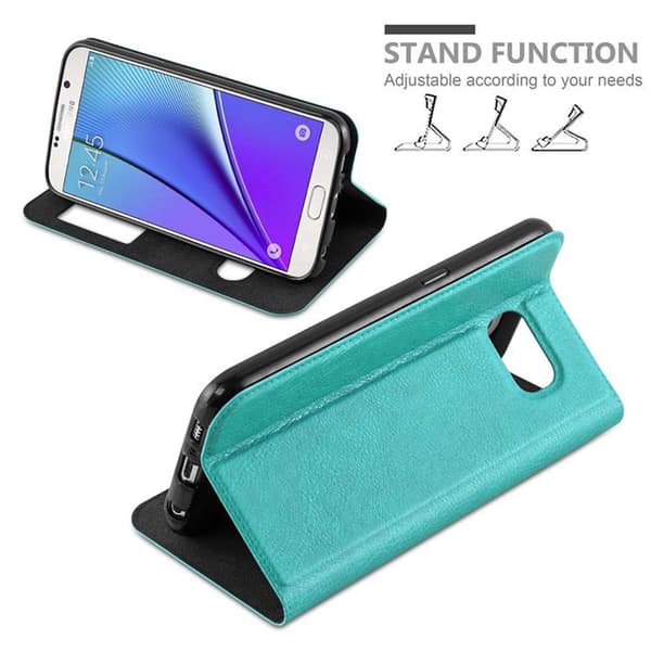 Samsung Galaxy NOTE 5 Skal Plånboksfodral Fodral Case med magnetisk stängning, ståfunktion och 2 visningsfönster