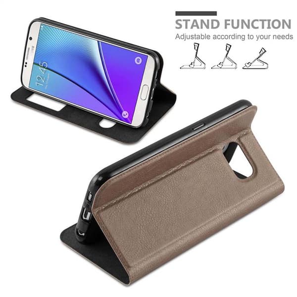 Samsung Galaxy NOTE 5 Skal Plånboksfodral Fodral Case med magnetisk stängning, ståfunktion och 2 visningsfönster