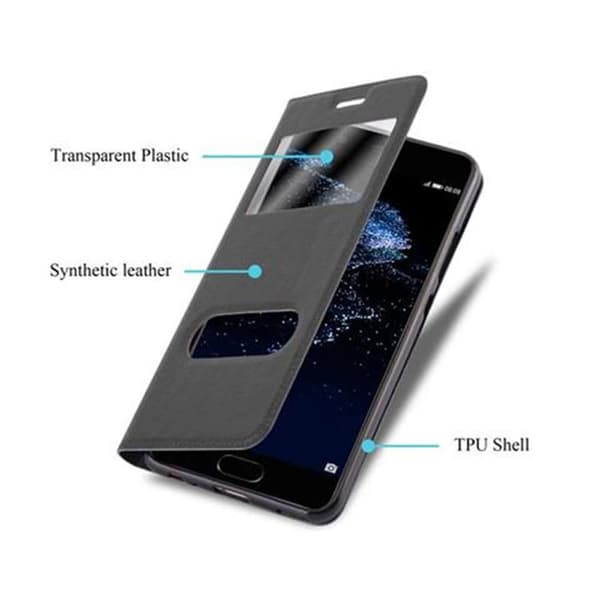 Huawei P10 Skal Plånboksfodral Fodral Case med magnetisk stängning, ståfunktion och 2 visningsfönster