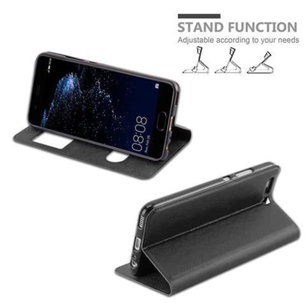Huawei P10 Skal Plånboksfodral Fodral Case med magnetisk stängning, ståfunktion och 2 visningsfönster