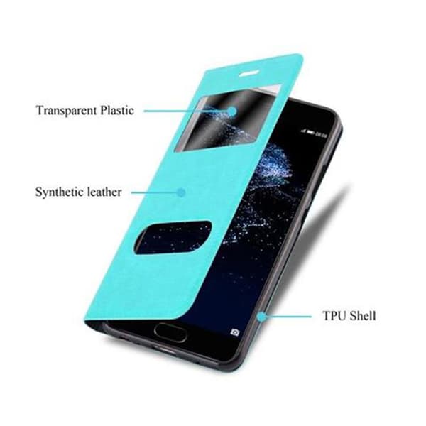 Huawei P10 Suojakotelo Suojakuori Lompakkokotelo Matkapuhelinkotelo jossa on magneettisuljenta, jalusta-toiminto ja 2 katseluikkunaa