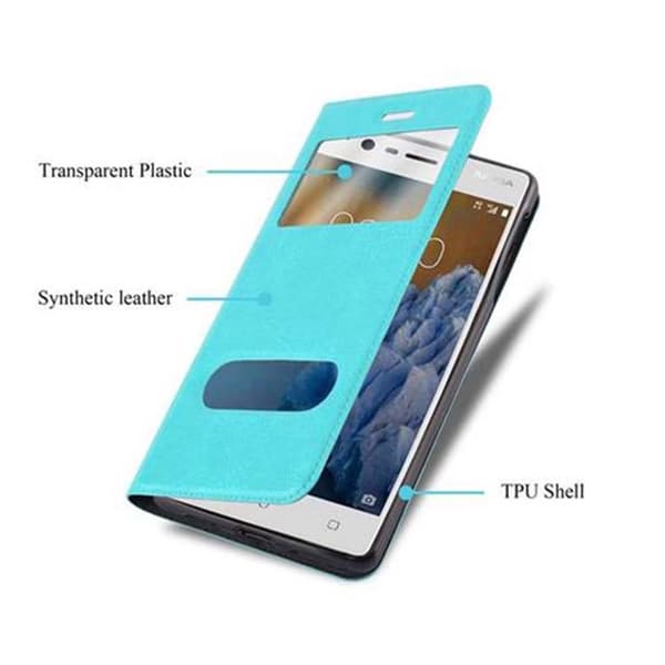 Nokia 3 2017 Skal Plånboksfodral Fodral Case med magnetisk stängning, ståfunktion och 2 visningsfönster