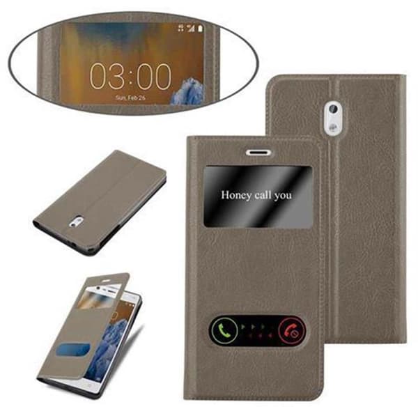 Nokia 3 2017 Skal Plånboksfodral Fodral Case med magnetisk stängning, ståfunktion och 2 visningsfönster