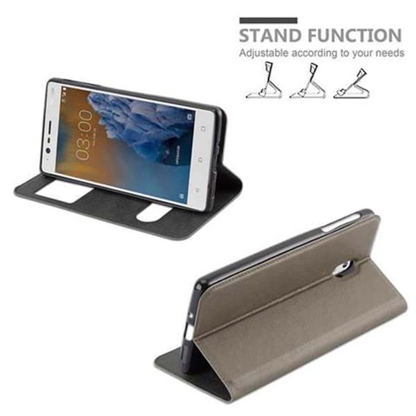 Nokia 3 2017 Skal Plånboksfodral Fodral Case med magnetisk stängning, ståfunktion och 2 visningsfönster