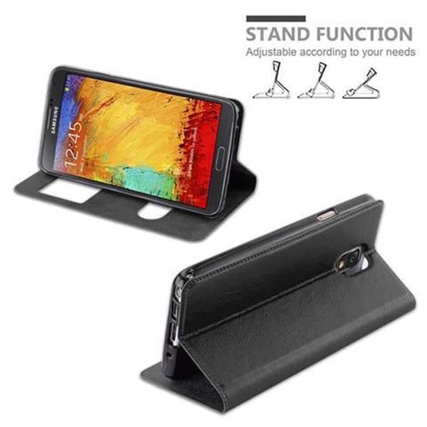 Deksel til Samsung Galaxy NOTE 3 Lommebokdeksel med magnetisk lukking, stativfunksjon og 2 visningsvinduer