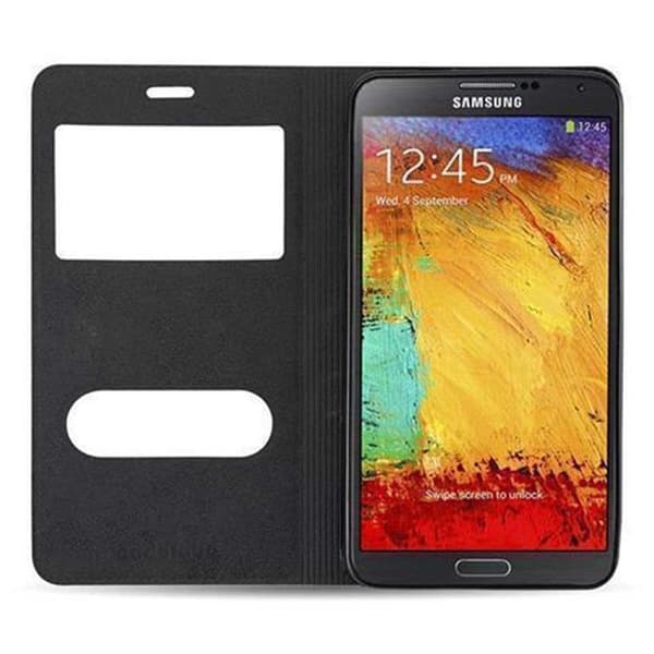 Deksel til Samsung Galaxy NOTE 3 Lommebokdeksel med magnetisk lukking, stativfunksjon og 2 visningsvinduer